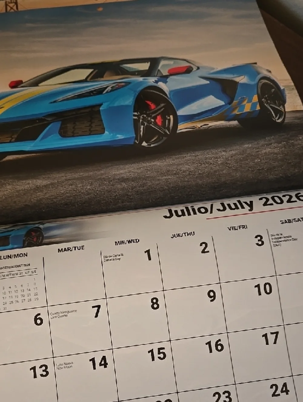 Exotic Car Calendar 2026 spanish American Colorful